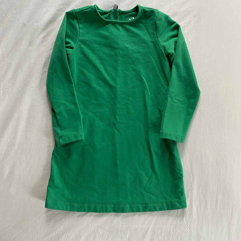 EUC primary clothing green long sleeve cozy dress size 6-7
